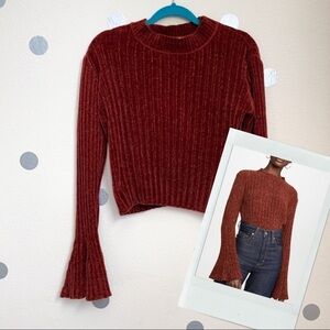 Lost + Wander chenille sweater w/ flare sleeves